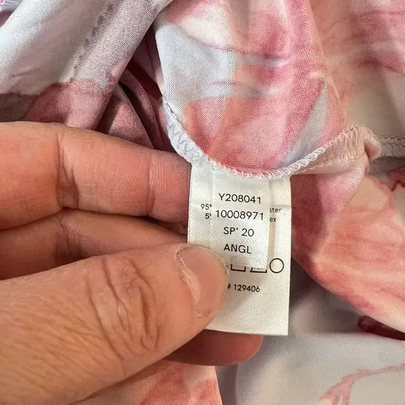 Venus light blue floral short puff sleeve grommet cutout waist summer party dres - Picture 10 of 13